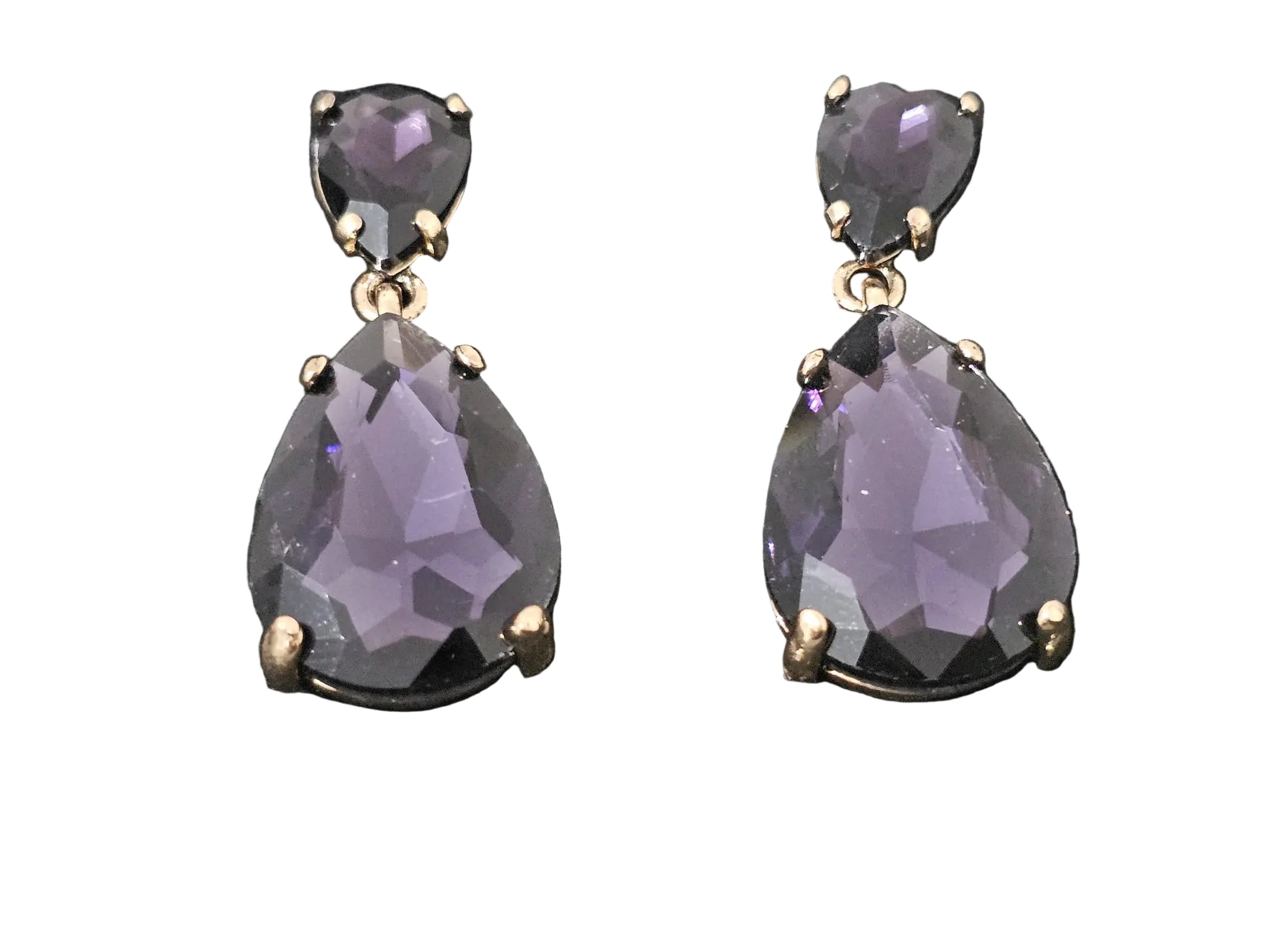 Purple rhinestone water drop earrings, lightweight hypoallergenic design for casual or formal wear