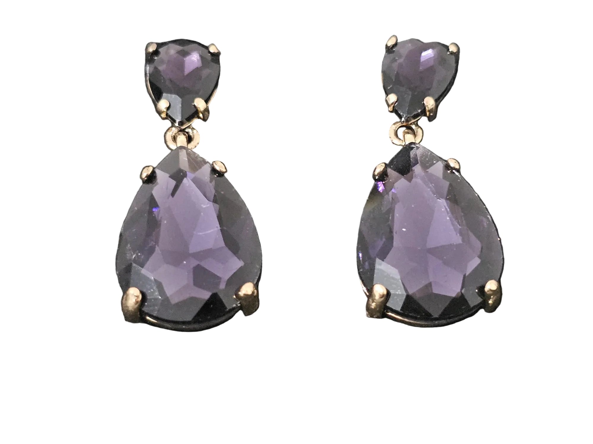 Purple rhinestone water drop earrings, lightweight hypoallergenic design for casual or formal wear