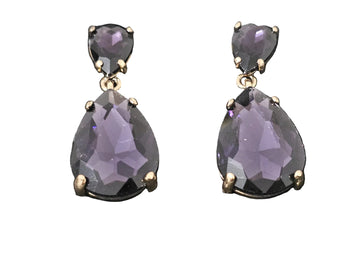 Purple rhinestone water drop earrings, lightweight hypoallergenic design for casual or formal wear