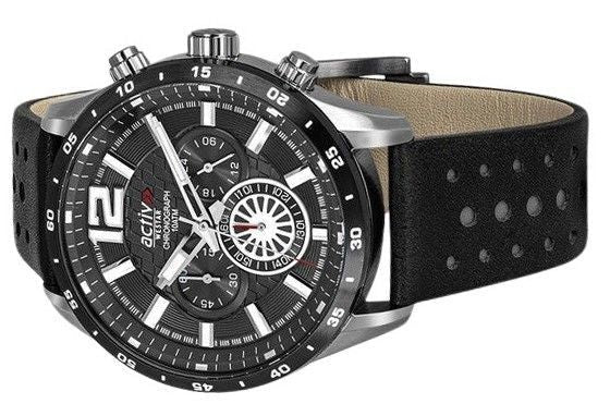 Westar Activ Chronograph Leather Strap Black Dial Quartz 90249SBN103 100M Men's Watch - Prestige Stones