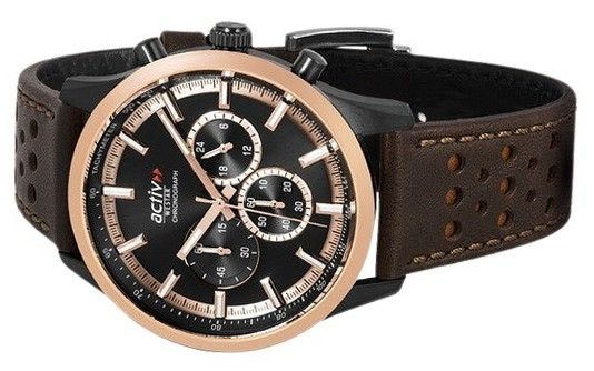 Westar Activ Chronograph Leather Strap Black Dial Quartz 90265BPN603 100M Men's Watch - Prestige Stones