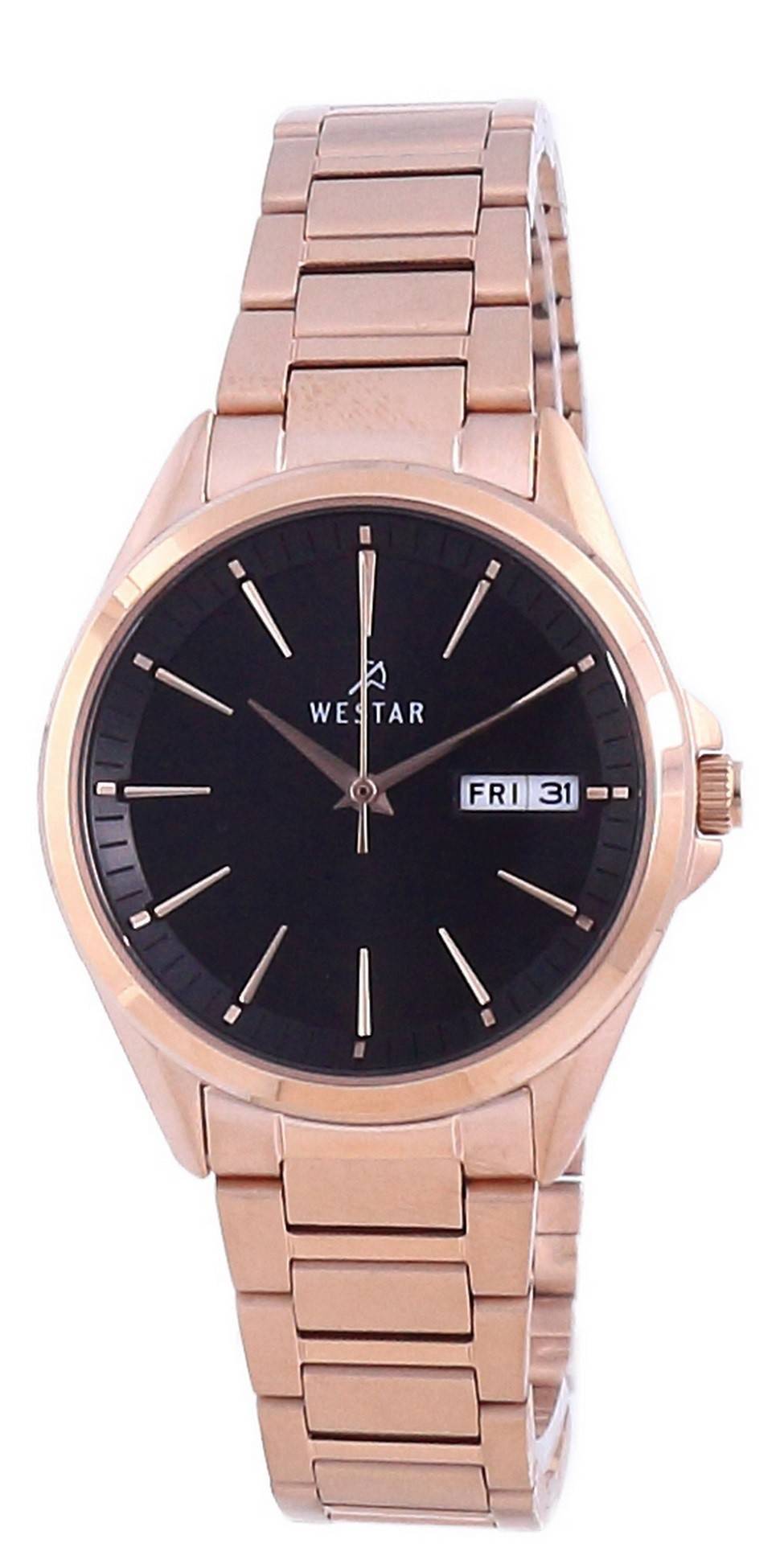 Westar Black Dial Rose Gold Tone Stainless Steel Quartz 40212 PPN 603 Women's Watch - Prestige Stones