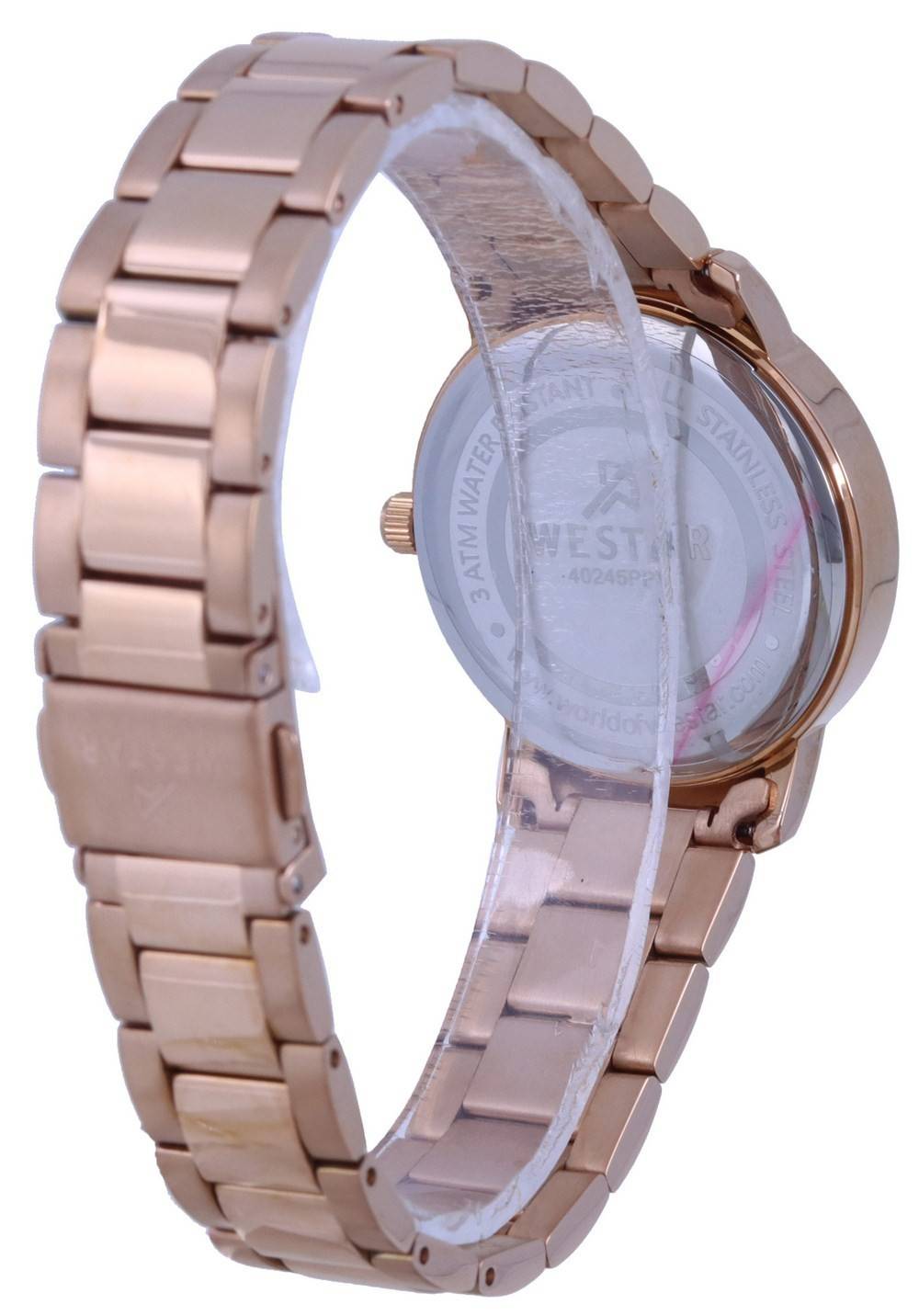 Westar Black Dial Rose Gold Tone Stainless Steel Quartz 40245 PPN 603 Women's Watch - Prestige Stones