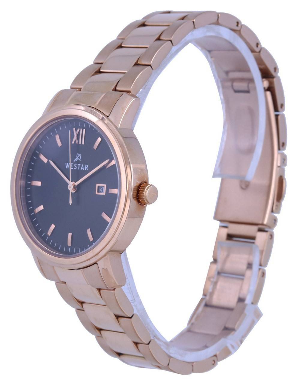 Westar Black Dial Rose Gold Tone Stainless Steel Quartz 40245 PPN 603 Women's Watch - Prestige Stones