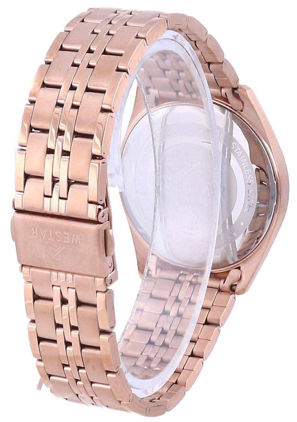 Westar Black Dial Rose Gold Tone Stainless Steel Quartz 50210 PPN 603 Men's Watch - Prestige Stones