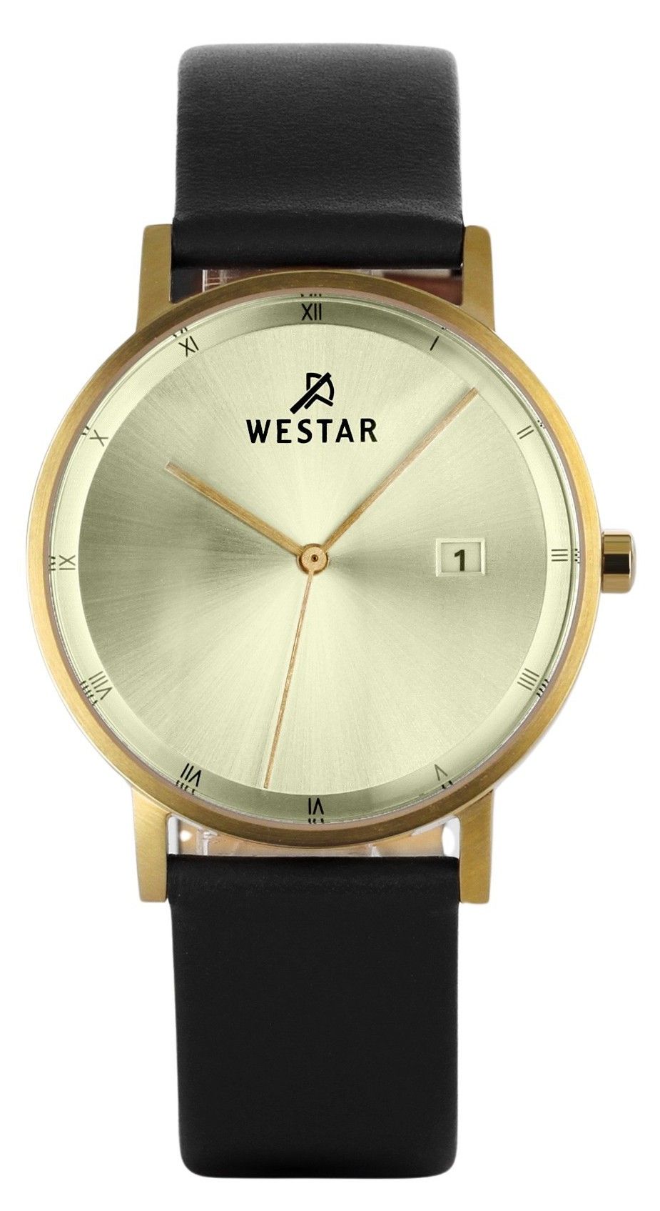 Westar Profile Black Leather Strap Light Champagne Dial Quartz 50221GPN102 Men's Watch - Prestige Stones