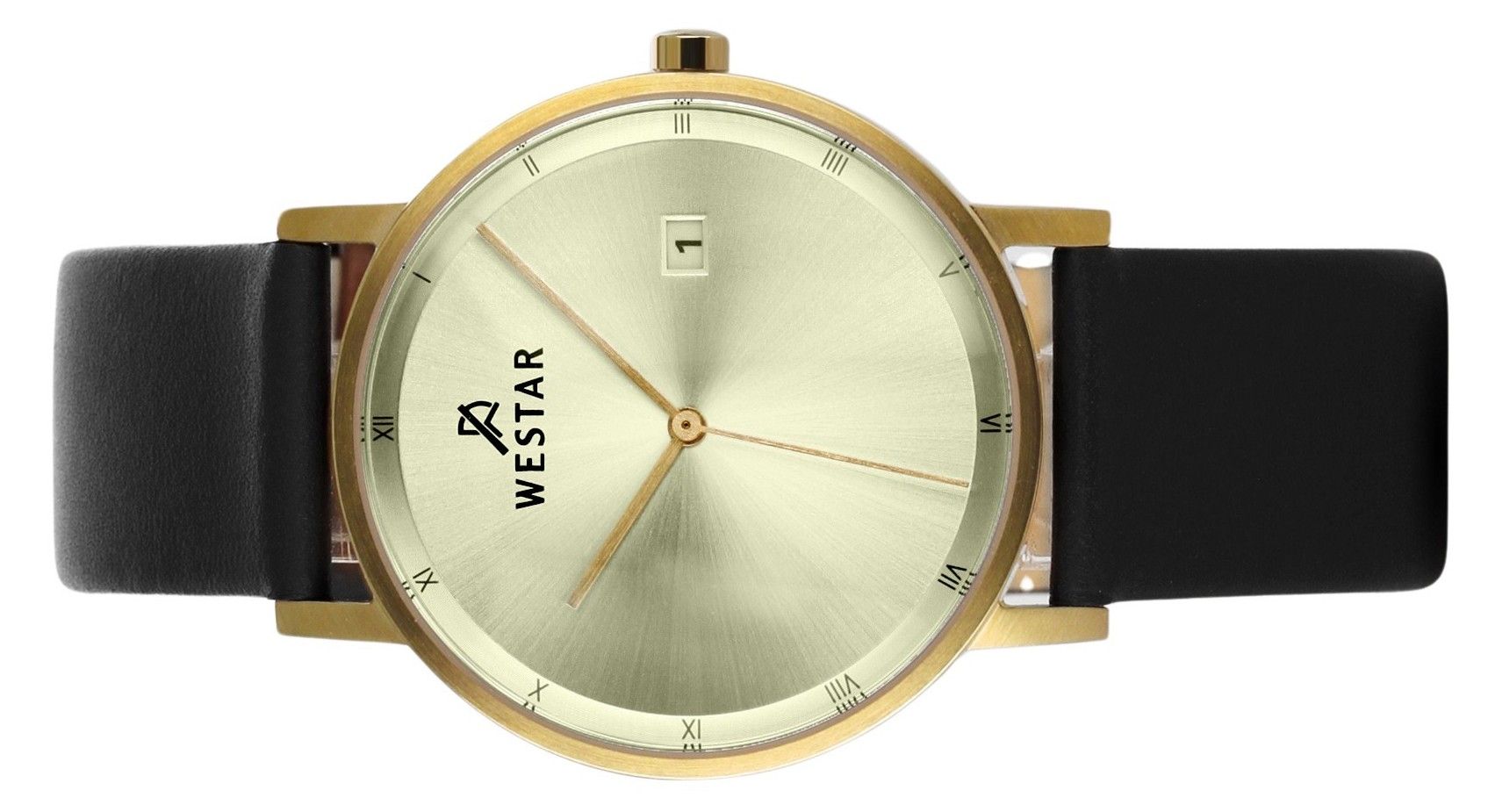 Westar Profile Black Leather Strap Light Champagne Dial Quartz 50221GPN102 Men's Watch - Prestige Stones
