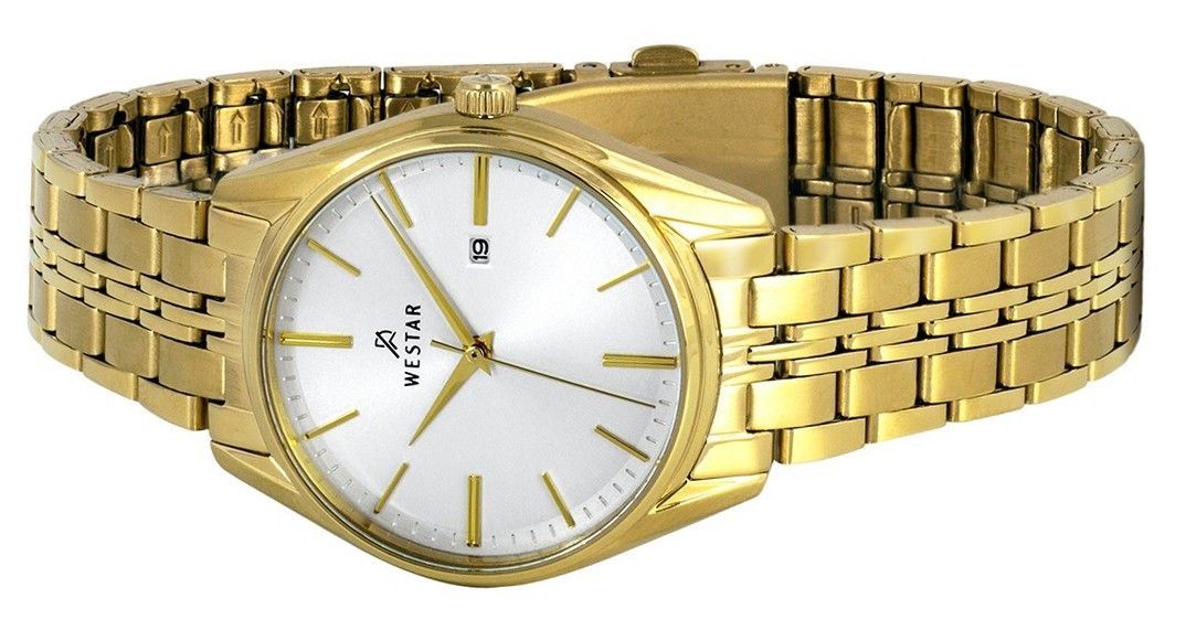 Westar Profile Gold Tone Stainless Steel White Dial Quartz 40210GPN107 Women's Watch - Prestige Stones