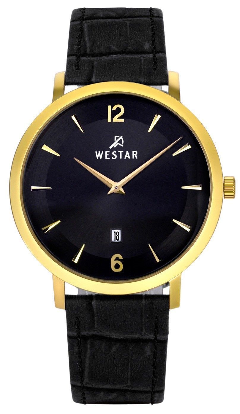 Westar Profile Leather Strap Black Dial Quartz 50219GPN103 Men's Watch - Prestige Stones