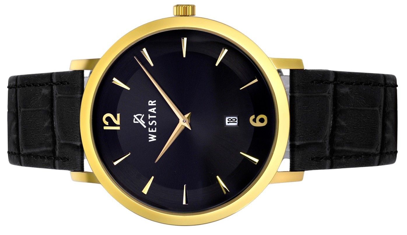 Westar Profile Leather Strap Black Dial Quartz 50219GPN103 Men's Watch - Prestige Stones