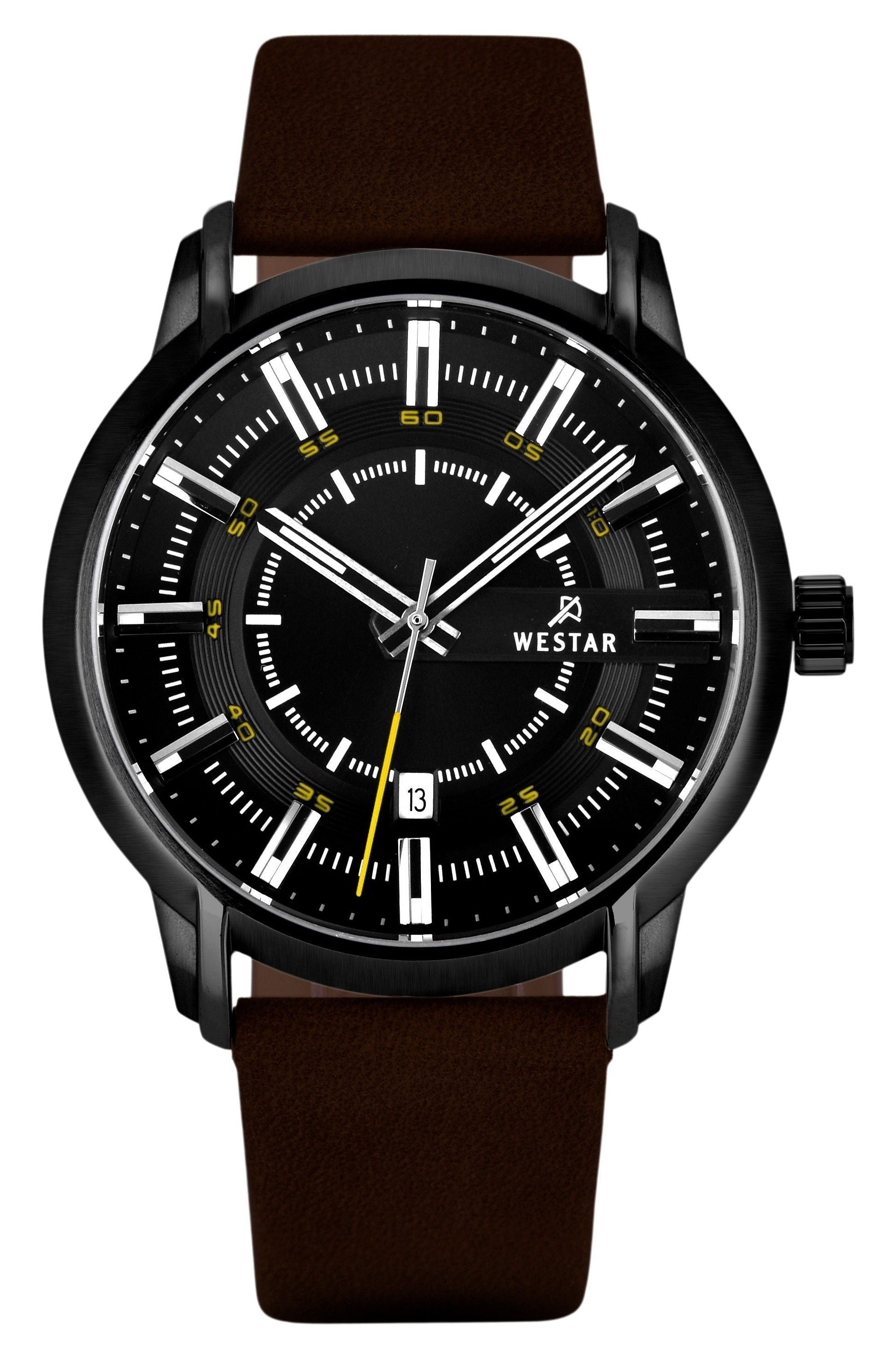 Westar Profile Leather Strap Black Dial Quartz 50228BBN523 Men's Watch - Prestige Stones