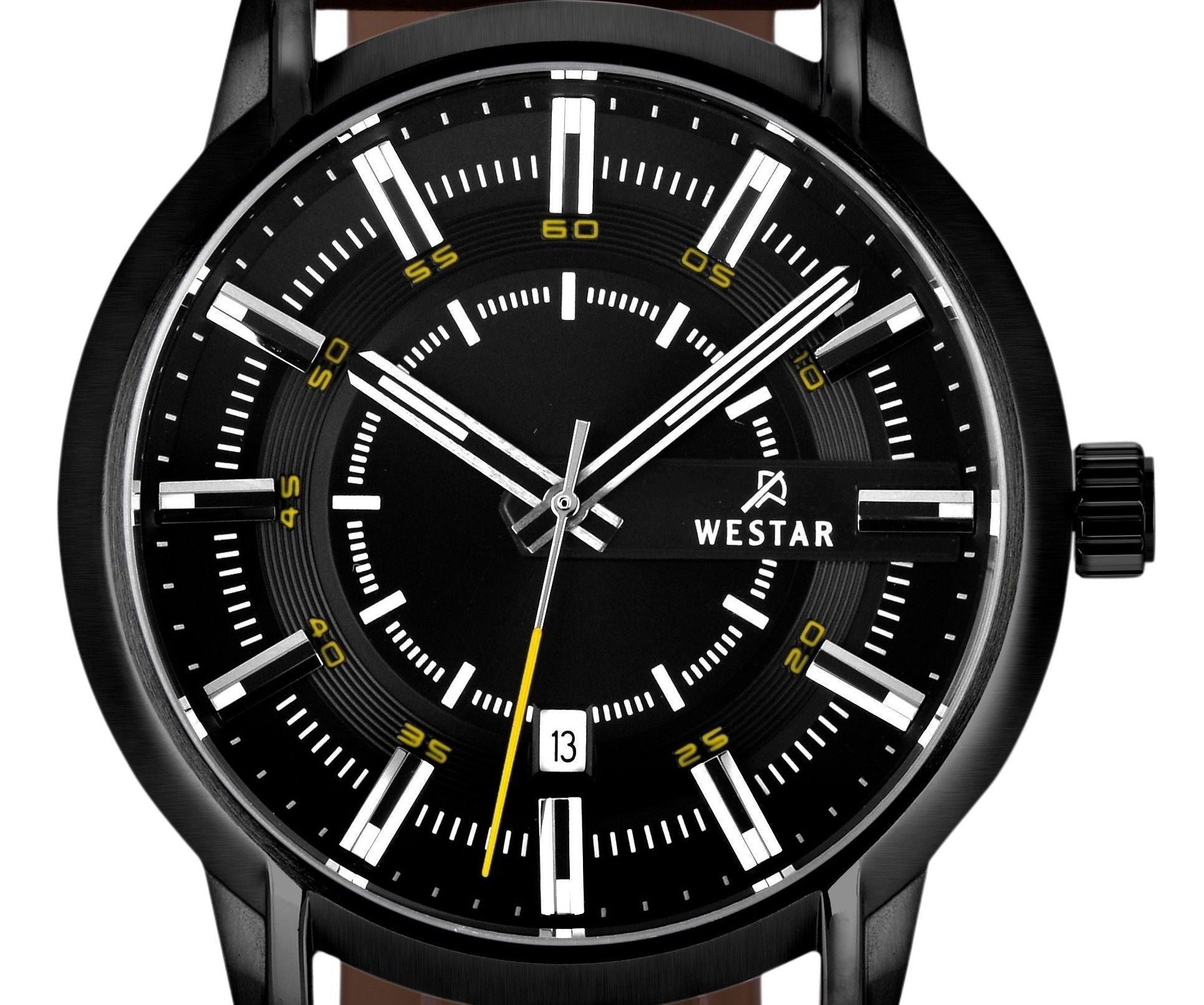 Westar Profile Leather Strap Black Dial Quartz 50228BBN523 Men's Watch - Prestige Stones