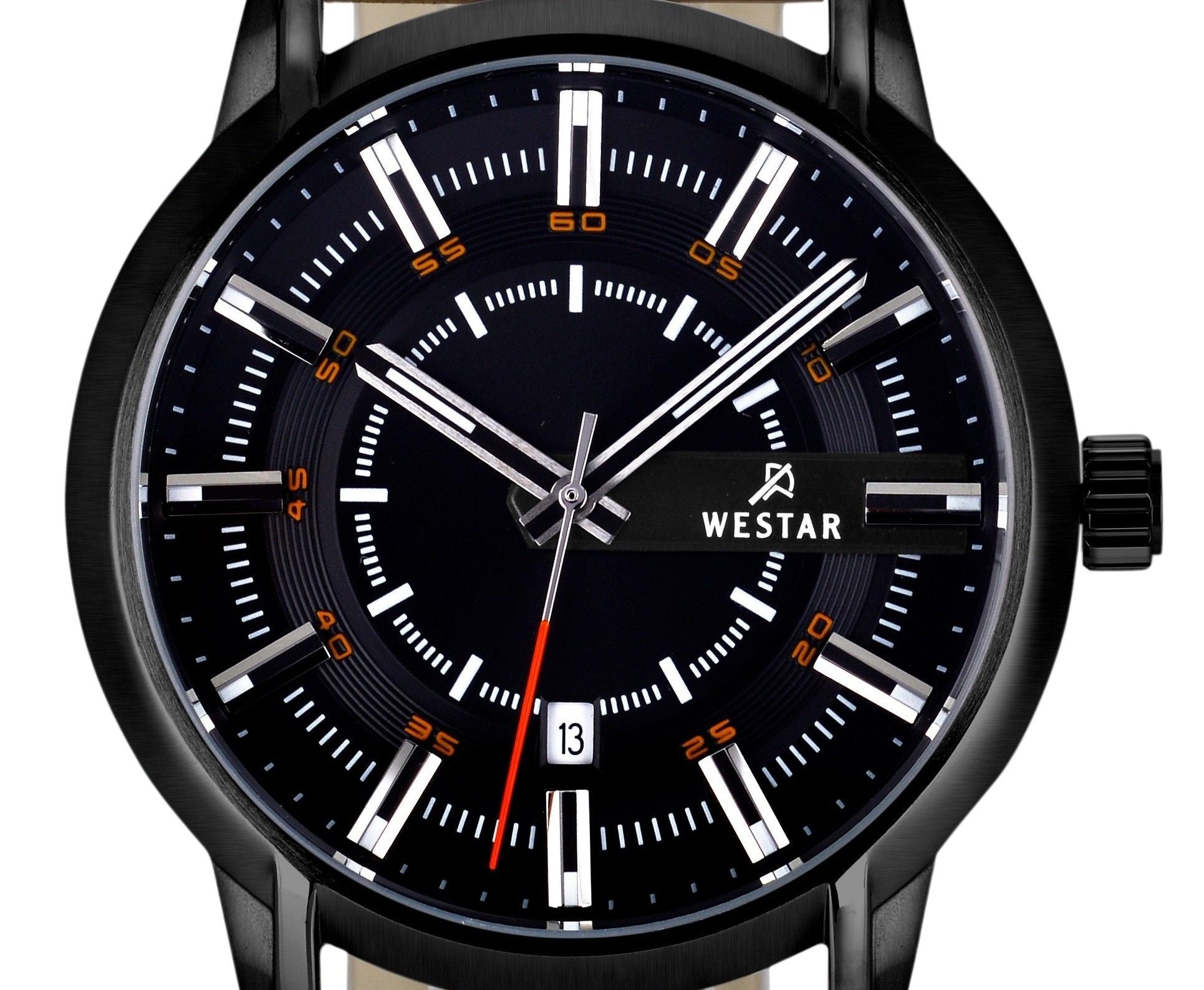 Westar Profile Leather Strap Black Dial Quartz 50228STN883 Men's Watch - Prestige Stones