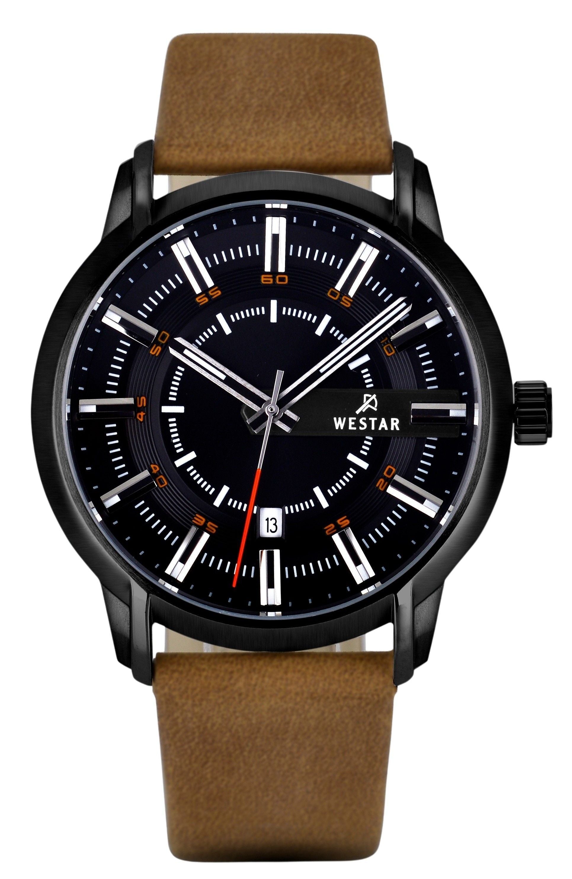 Westar Profile Leather Strap Black Dial Quartz 50228STN883 Men's Watch - Prestige Stones