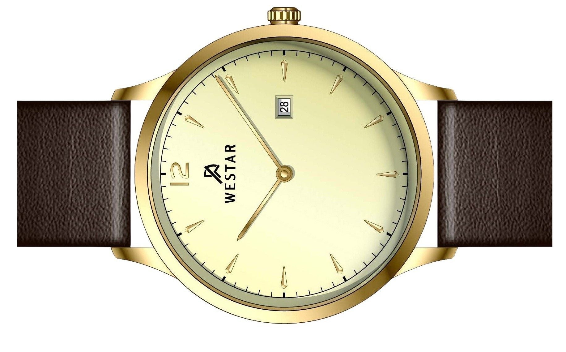 Westar Profile Leather Strap Light Champagne Dial Quartz 50217GPN122 Men's Watch - Prestige Stones