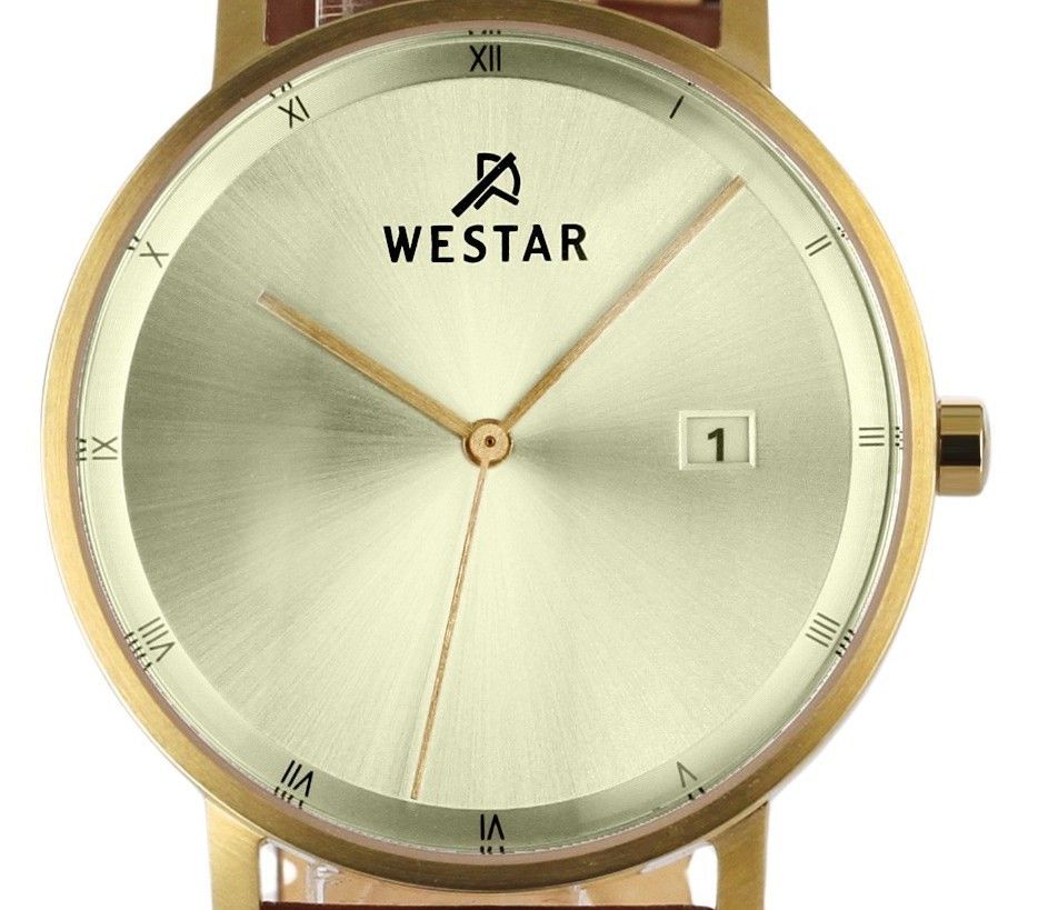 Westar Profile Leather Strap Light Champagne Dial Quartz 50221GPN122 Men's Watch - Prestige Stones