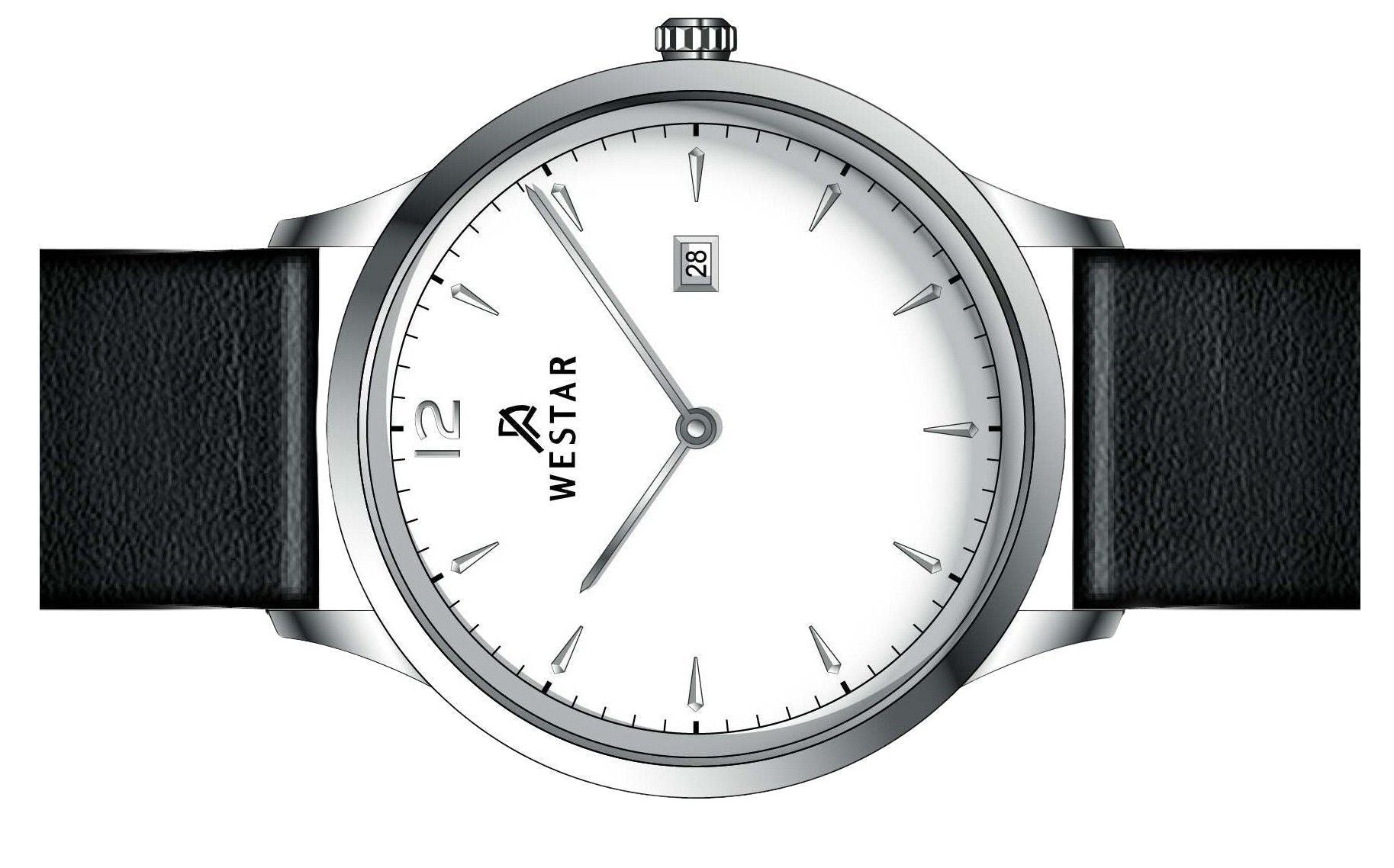 Westar Profile Leather Strap White Dial Quartz 50217STN101 Men's Watch - Prestige Stones