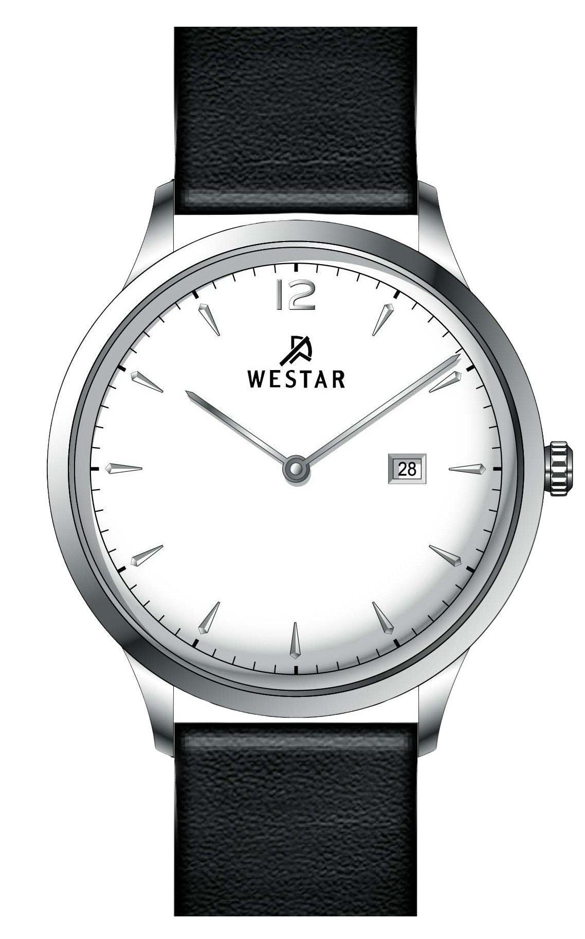 Westar Profile Leather Strap White Dial Quartz 50217STN101 Men's Watch - Prestige Stones