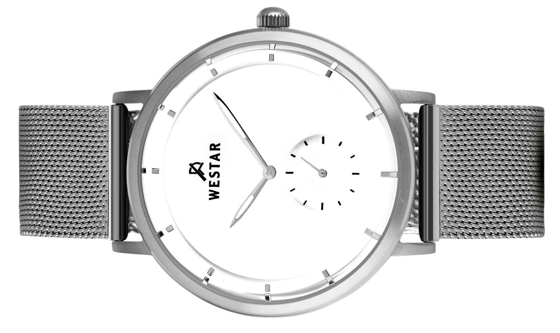 Westar Profile Stainless Steel Mesh White Dial Quartz 50247STN101 Men's Watch - Prestige Stones
