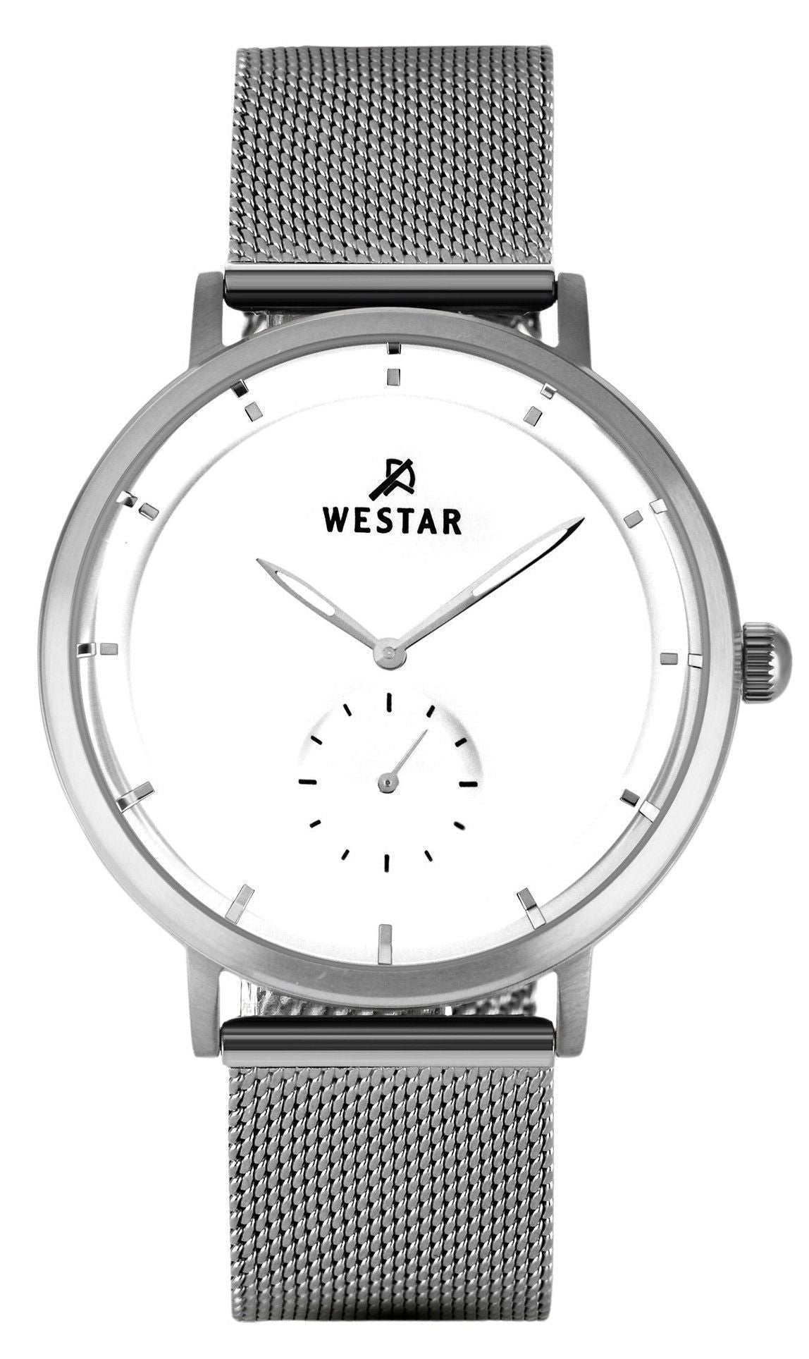 Westar Profile Stainless Steel Mesh White Dial Quartz 50247STN101 Men's Watch - Prestige Stones