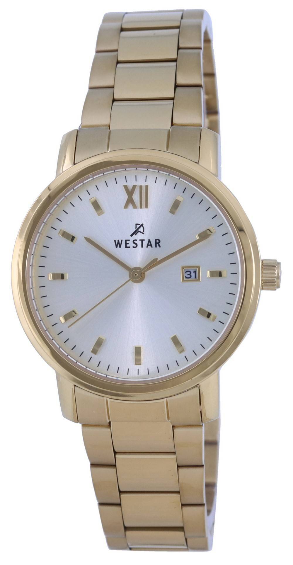 Westar Silver Dial Gold Tone Stainless Steel Quartz 40245 GPN 102 Women's Watch - Prestige Stones