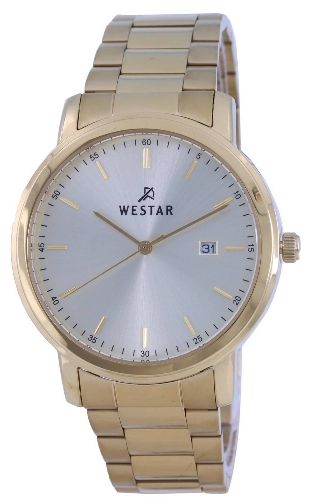 Westar Silver Dial Gold Tone Stainless Steel Quartz 50243 GPN 102 Men's Watch - Prestige Stones
