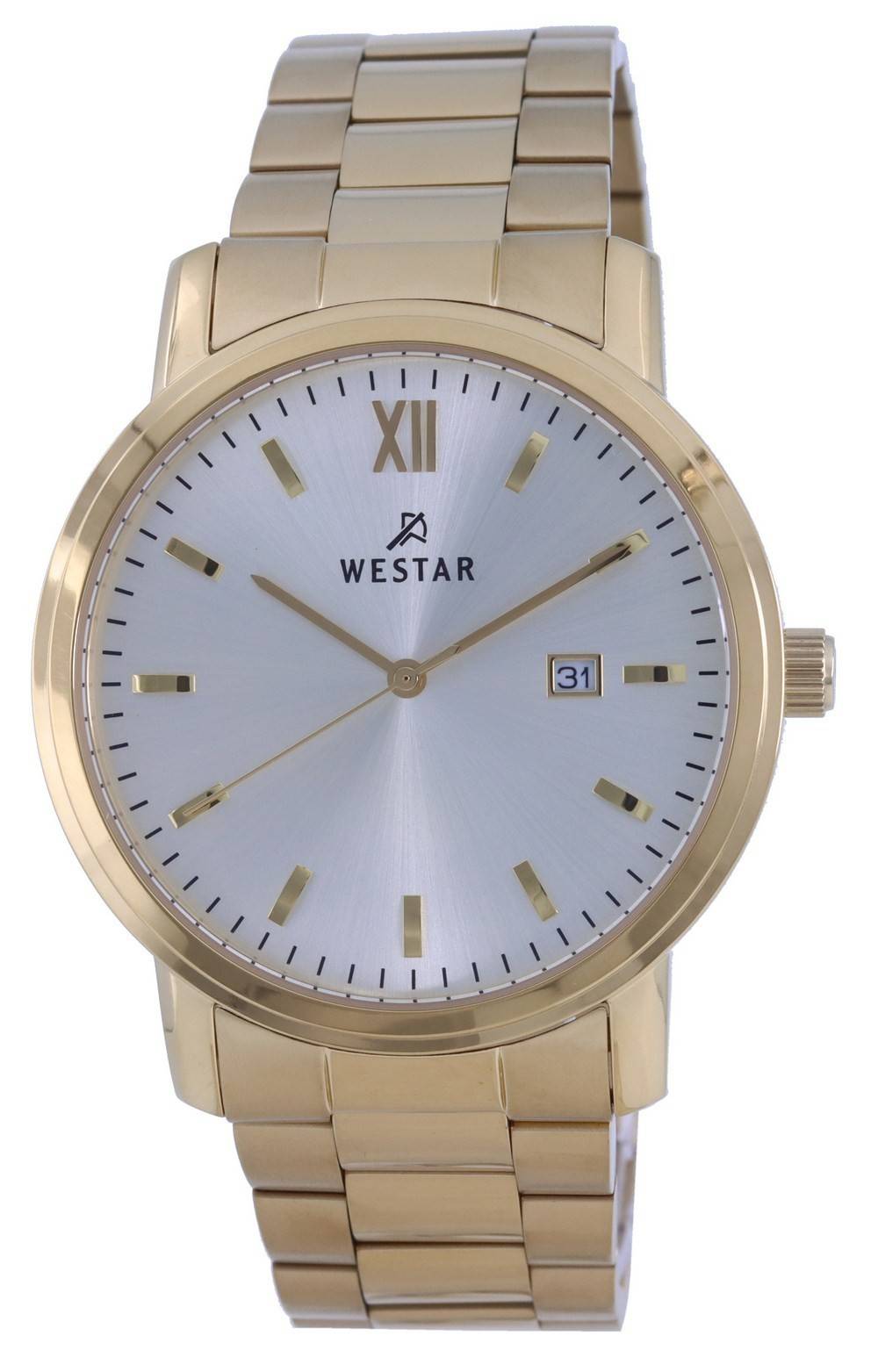 Westar Silver Dial Gold Tone Stainless Steel Quartz 50245 GPN 102 Men's Watch - Prestige Stones