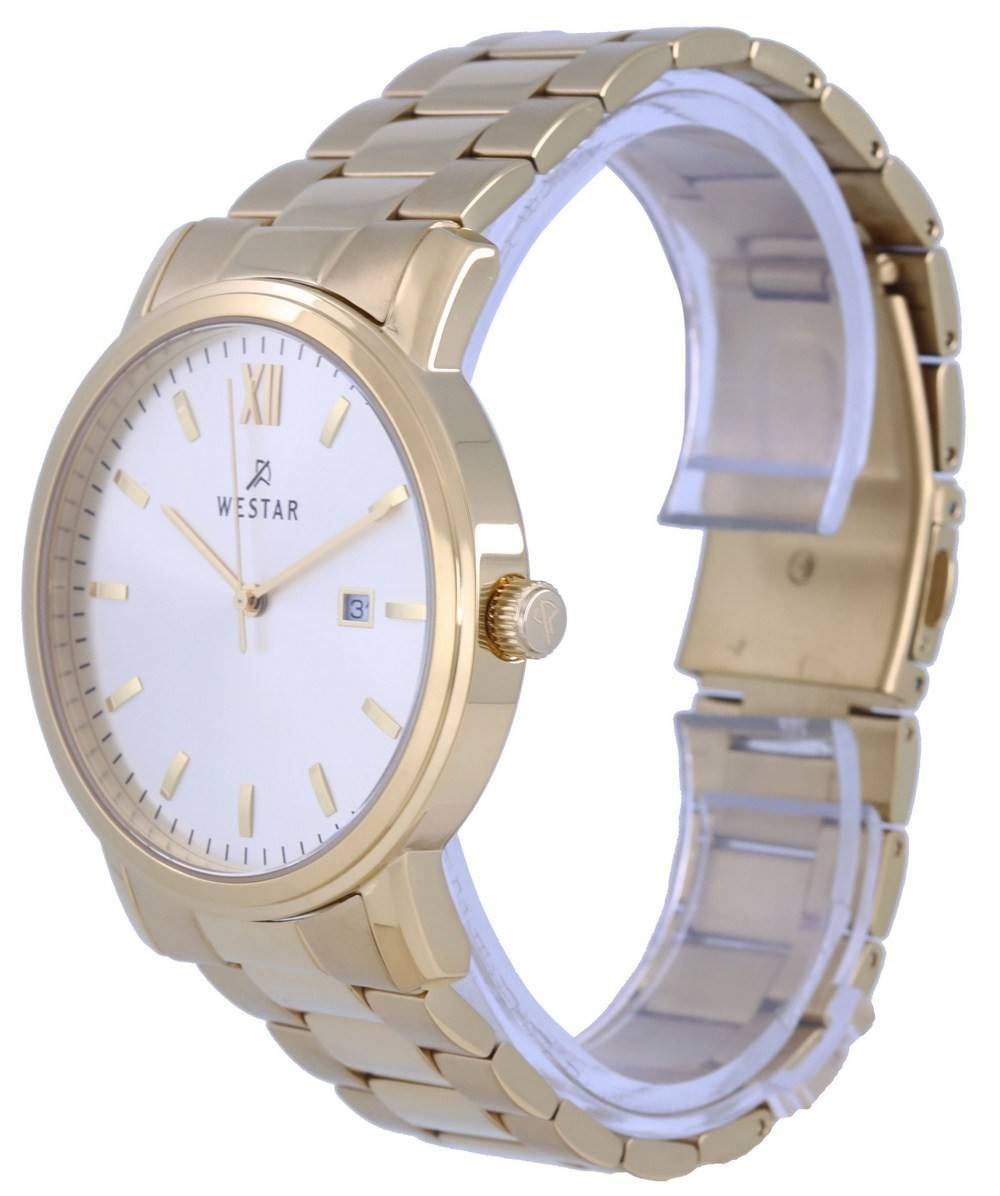 Westar Silver Dial Gold Tone Stainless Steel Quartz 50245 GPN 102 Men's Watch - Prestige Stones