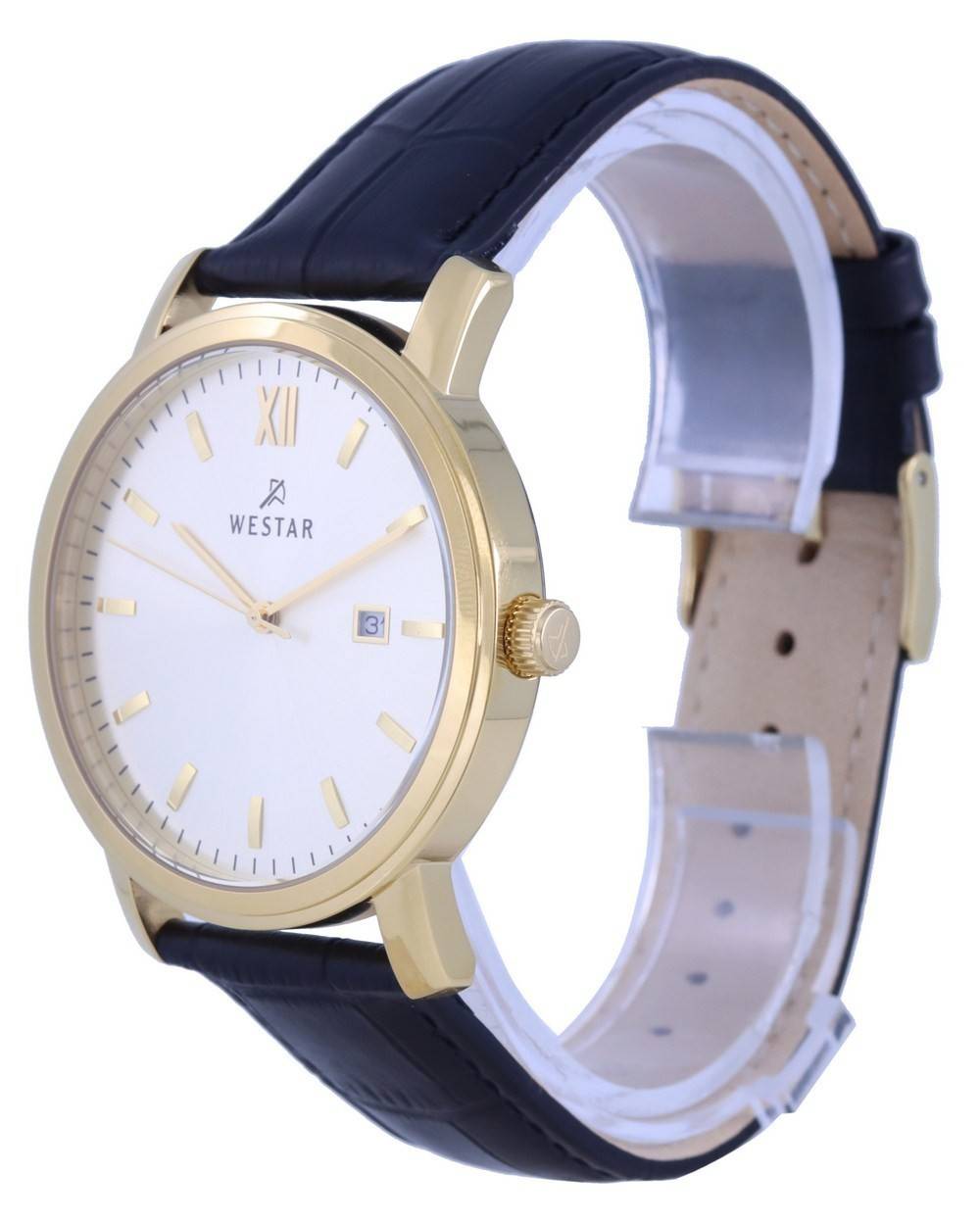 Westar Silver Dial Leather Strap Quartz 50244 GPN 102 Men's Watch - Prestige Stones
