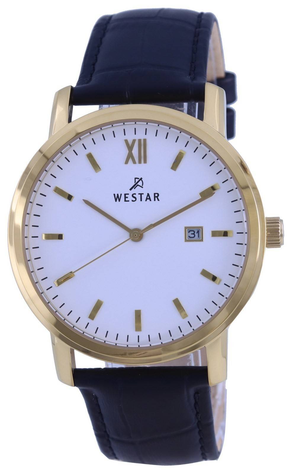 Westar White Dial Gold Tone Stainless Steel Quartz 50244 GPN 101 Men's Watch - Prestige Stones