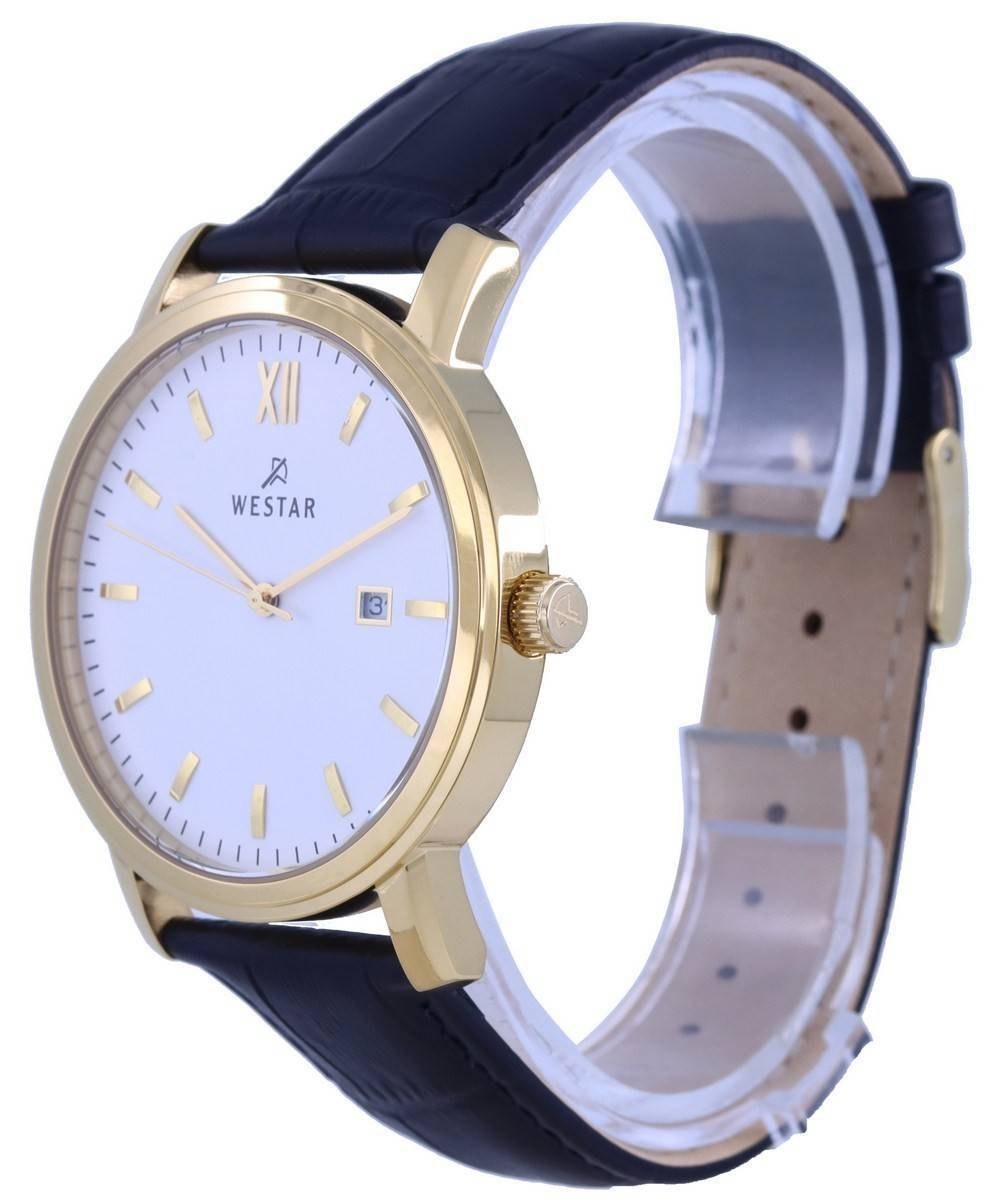 Westar White Dial Gold Tone Stainless Steel Quartz 50244 GPN 101 Men's Watch - Prestige Stones