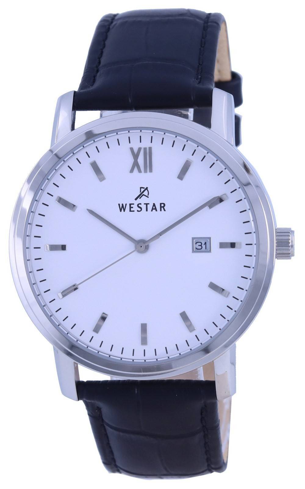 Westar White Dial Leather Strap Quartz 50244 STN 101 Men's Watch - Prestige Stones