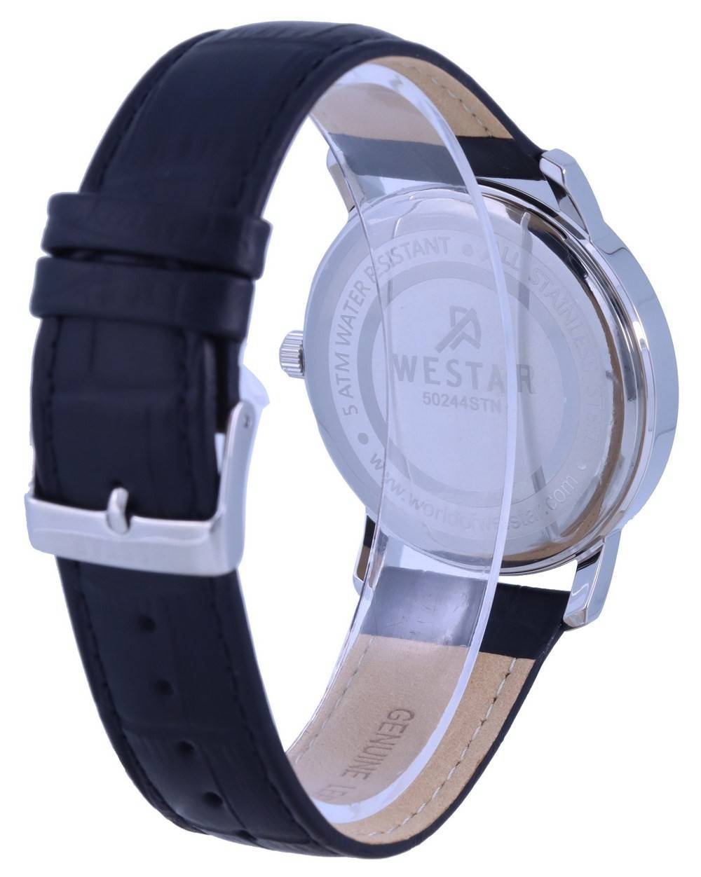 Westar White Dial Leather Strap Quartz 50244 STN 107 Men's Watch - Prestige Stones