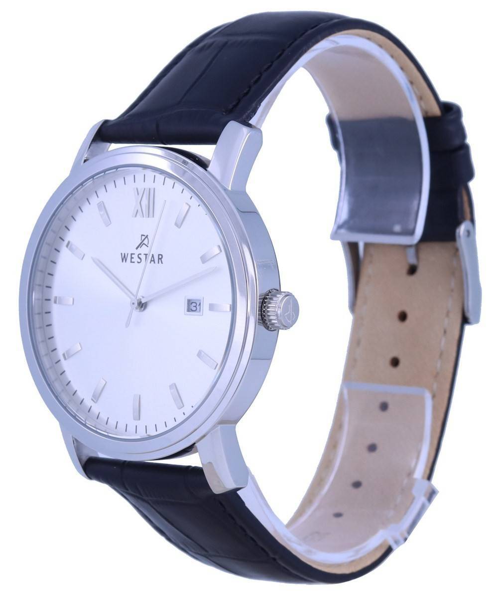 Westar White Dial Leather Strap Quartz 50244 STN 107 Men's Watch - Prestige Stones