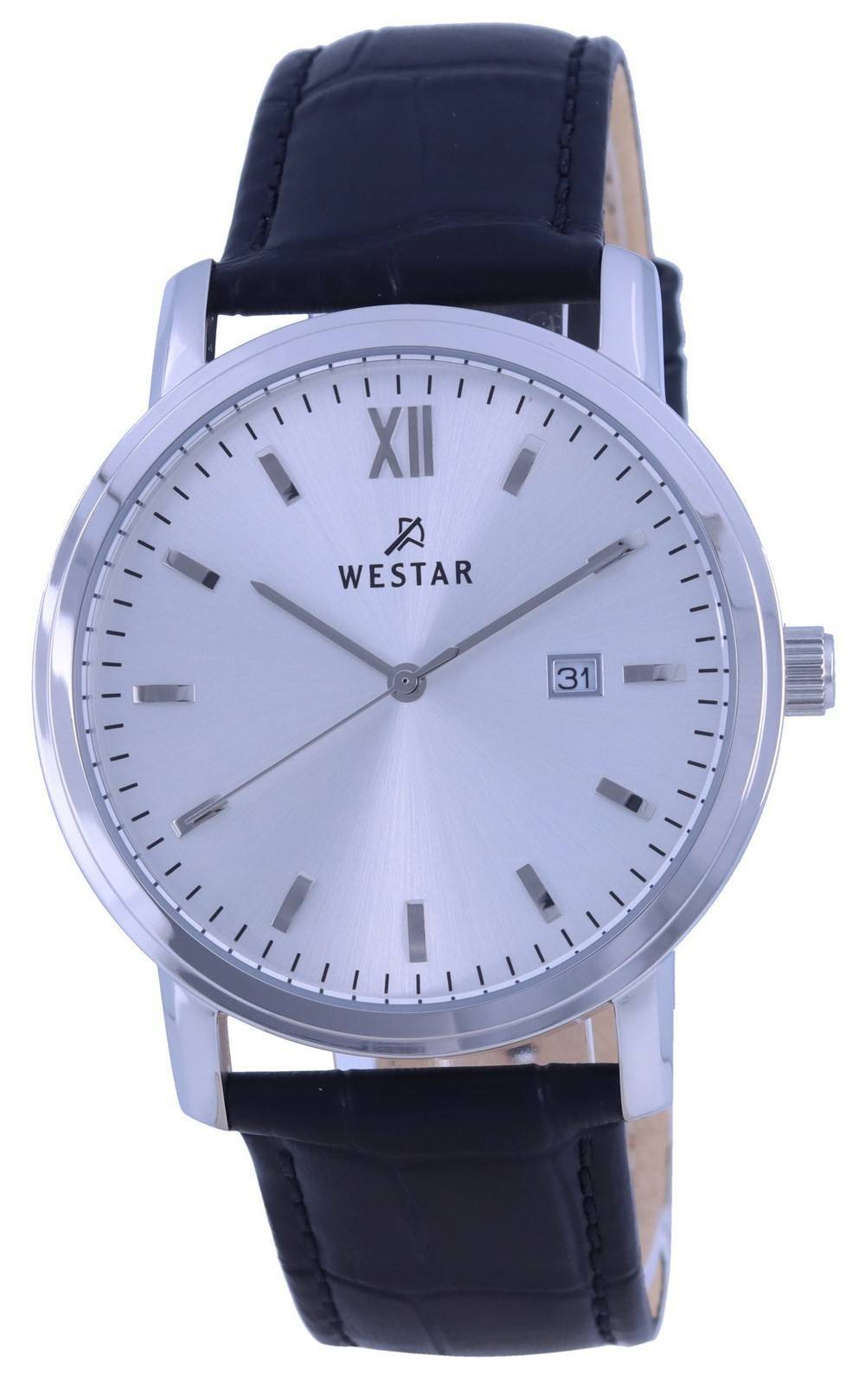 Westar White Dial Leather Strap Quartz 50244 STN 107 Men's Watch - Prestige Stones