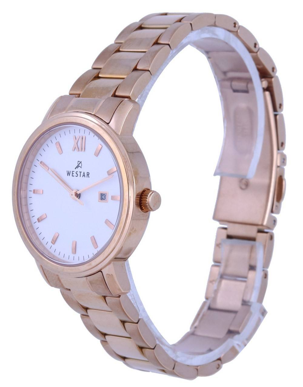 Westar White Dial Rose Gold Tone Stainless Steel Quartz 40245 PPN 601 Women's Watch - Prestige Stones