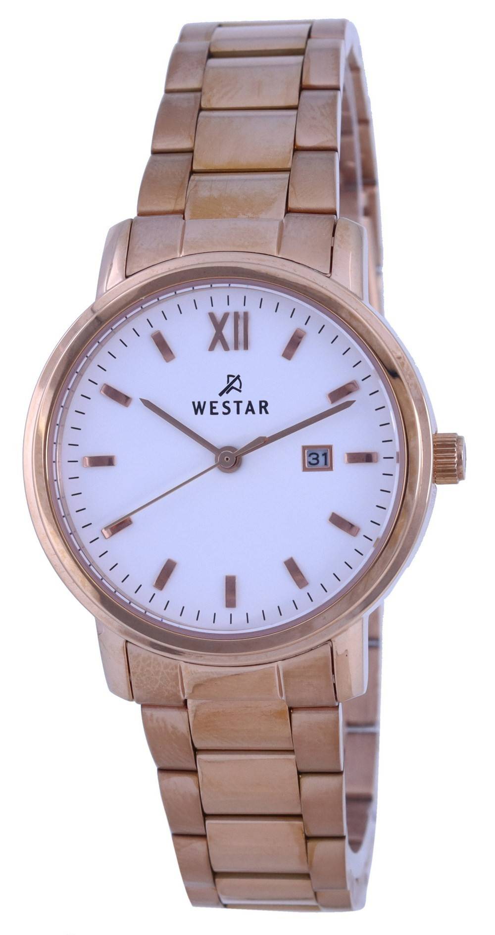 Westar White Dial Rose Gold Tone Stainless Steel Quartz 40245 PPN 601 Women's Watch - Prestige Stones