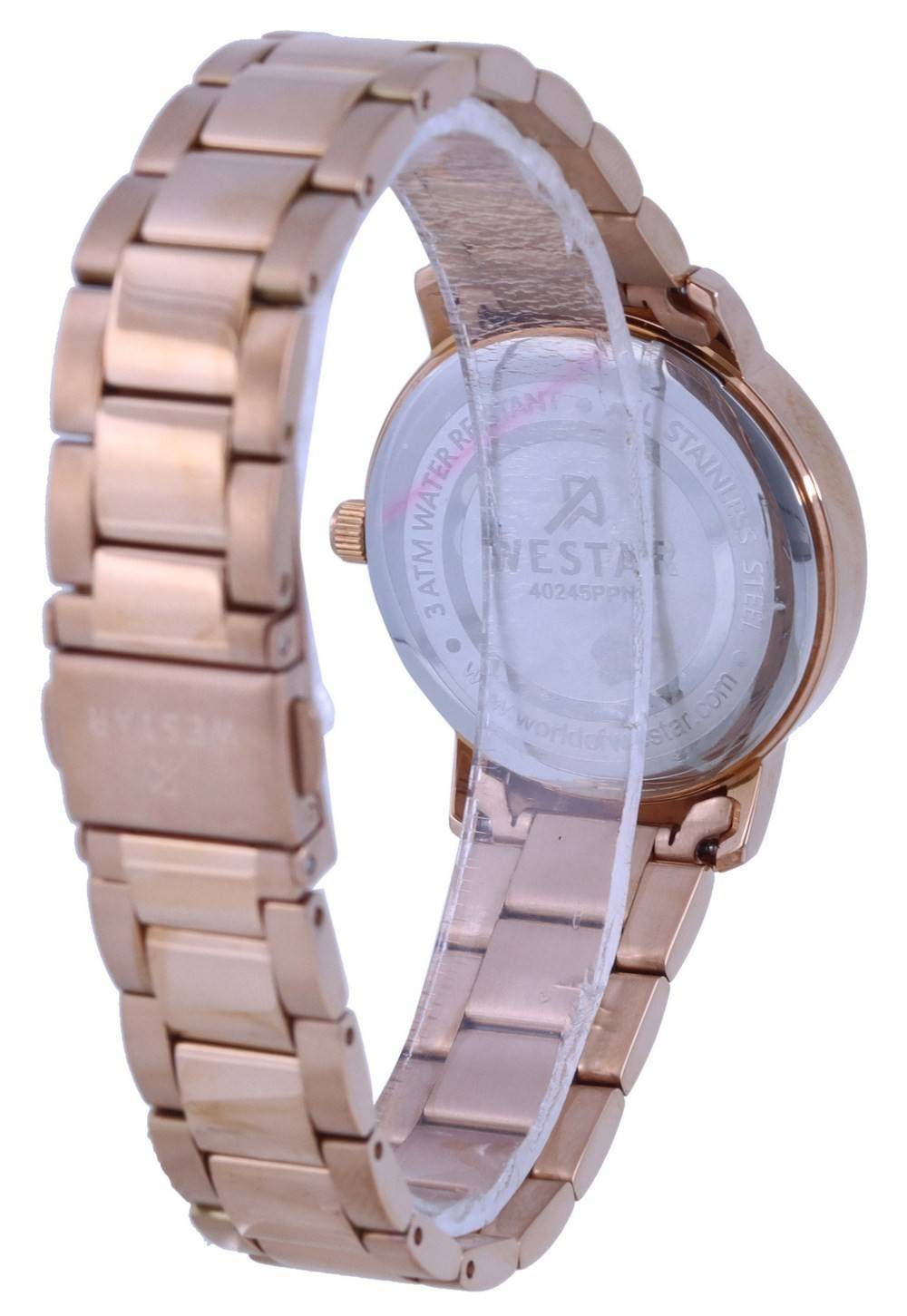 Westar White Dial Rose Gold Tone Stainless Steel Quartz 40245 PPN 601 Women's Watch - Prestige Stones