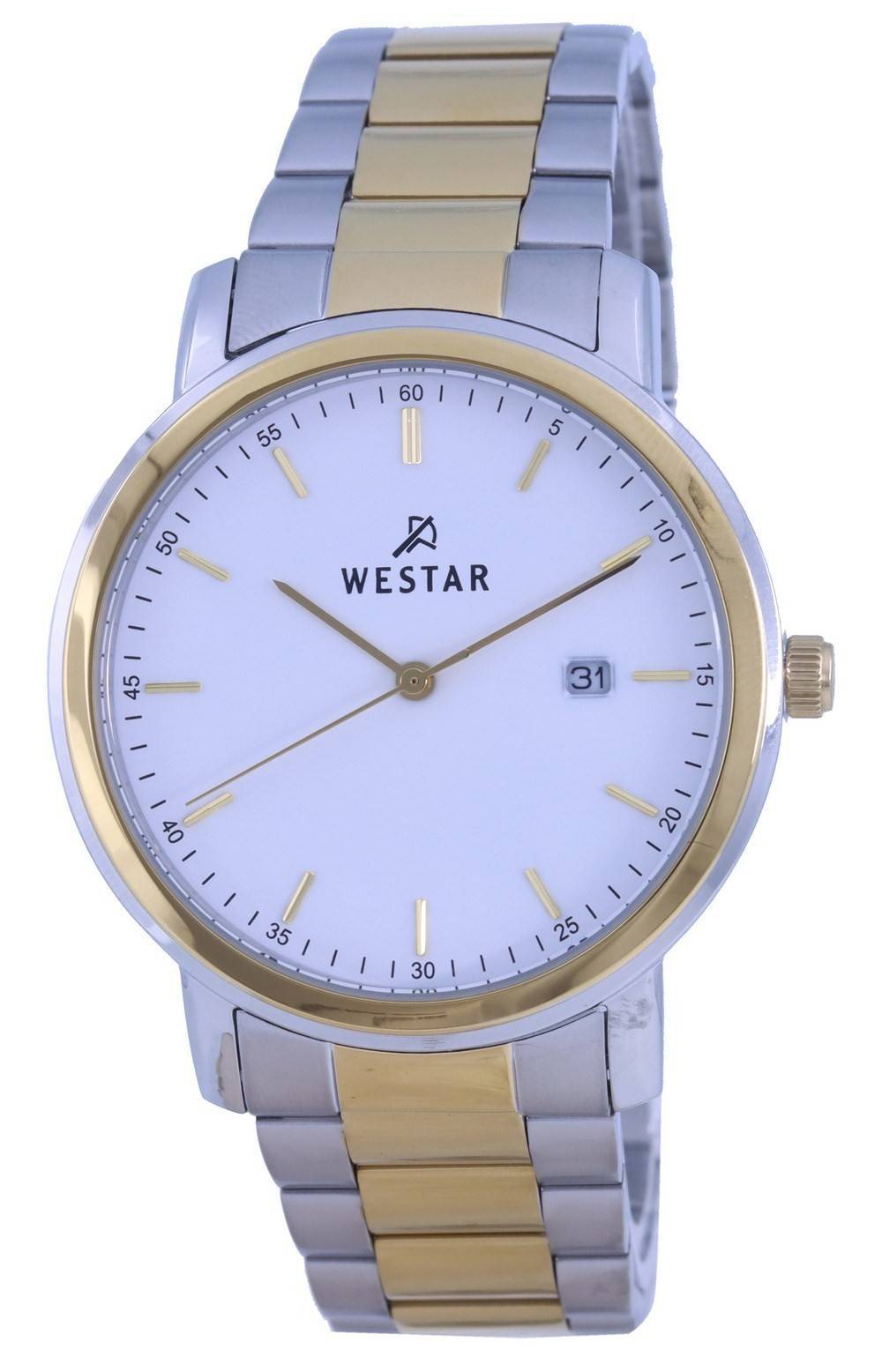 Westar White Dial Two Tone Stainless Steel Quartz 50243 CBN 101 Men's Watch - Prestige Stones