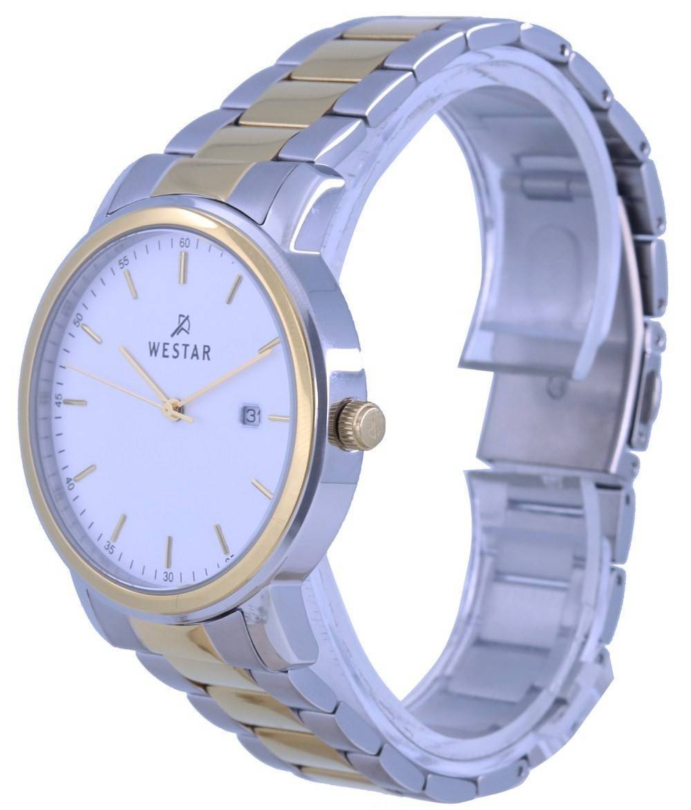 Westar White Dial Two Tone Stainless Steel Quartz 50243 CBN 101 Men's Watch - Prestige Stones
