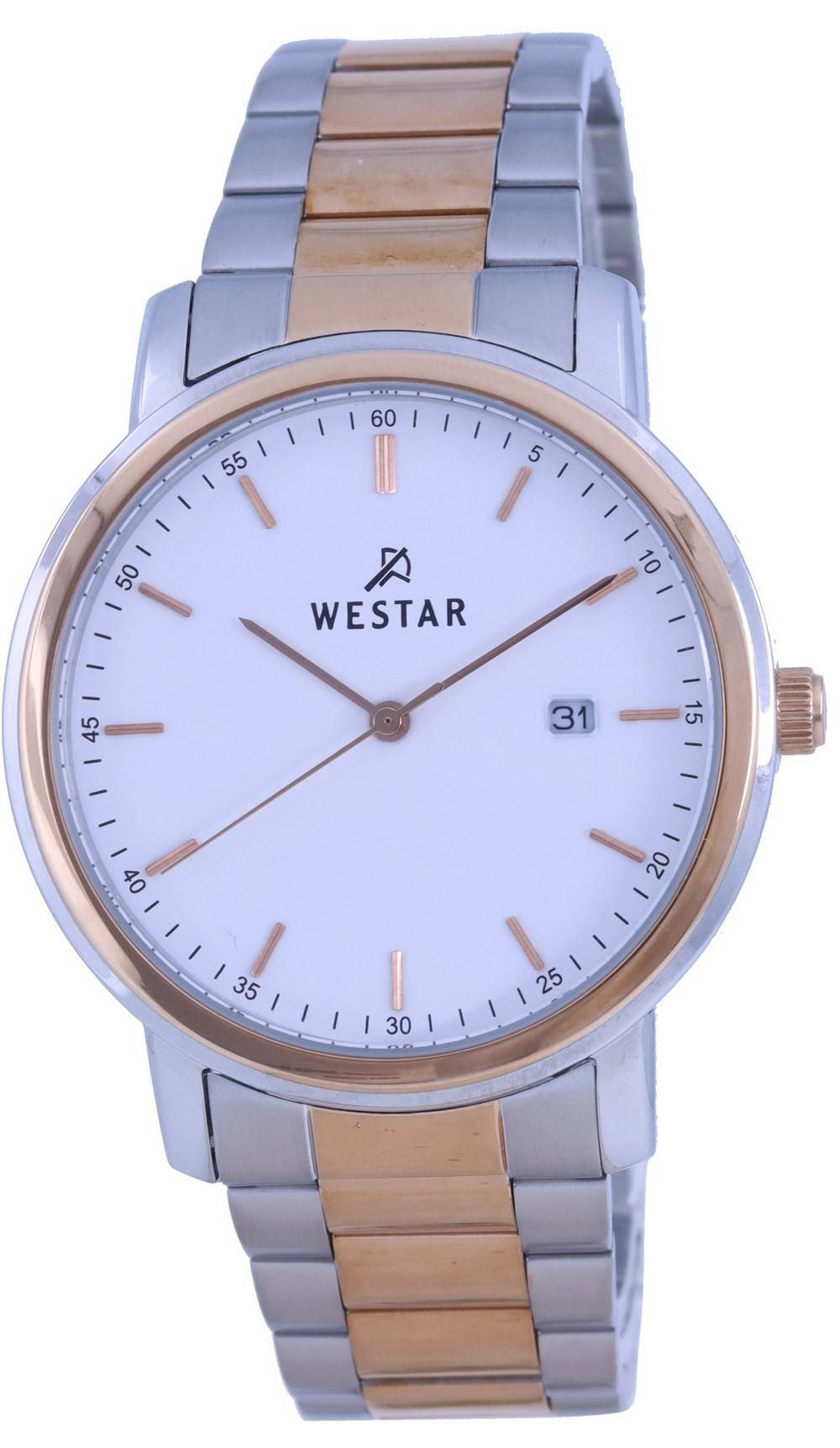 Westar White Dial Two Tone Stainless Steel Quartz 50243 SPN 601 Men's Watch - Prestige Stones