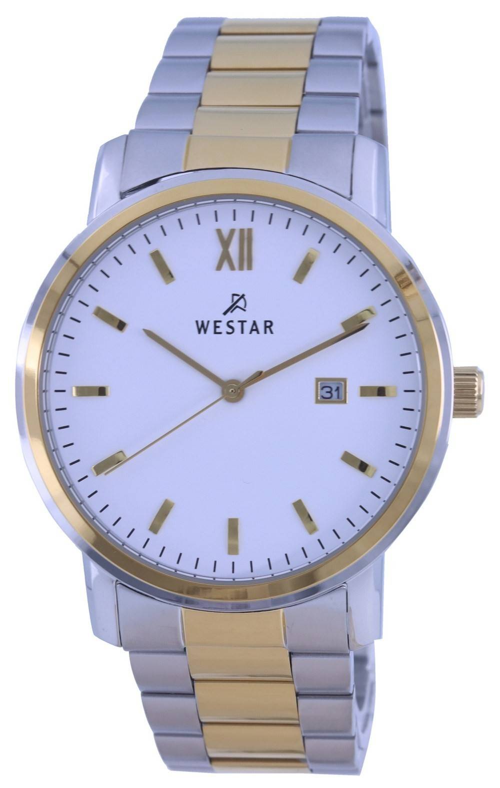 Westar White Dial Two Tone Stainless Steel Quartz 50245 CBN 101 Men's Watch - Prestige Stones