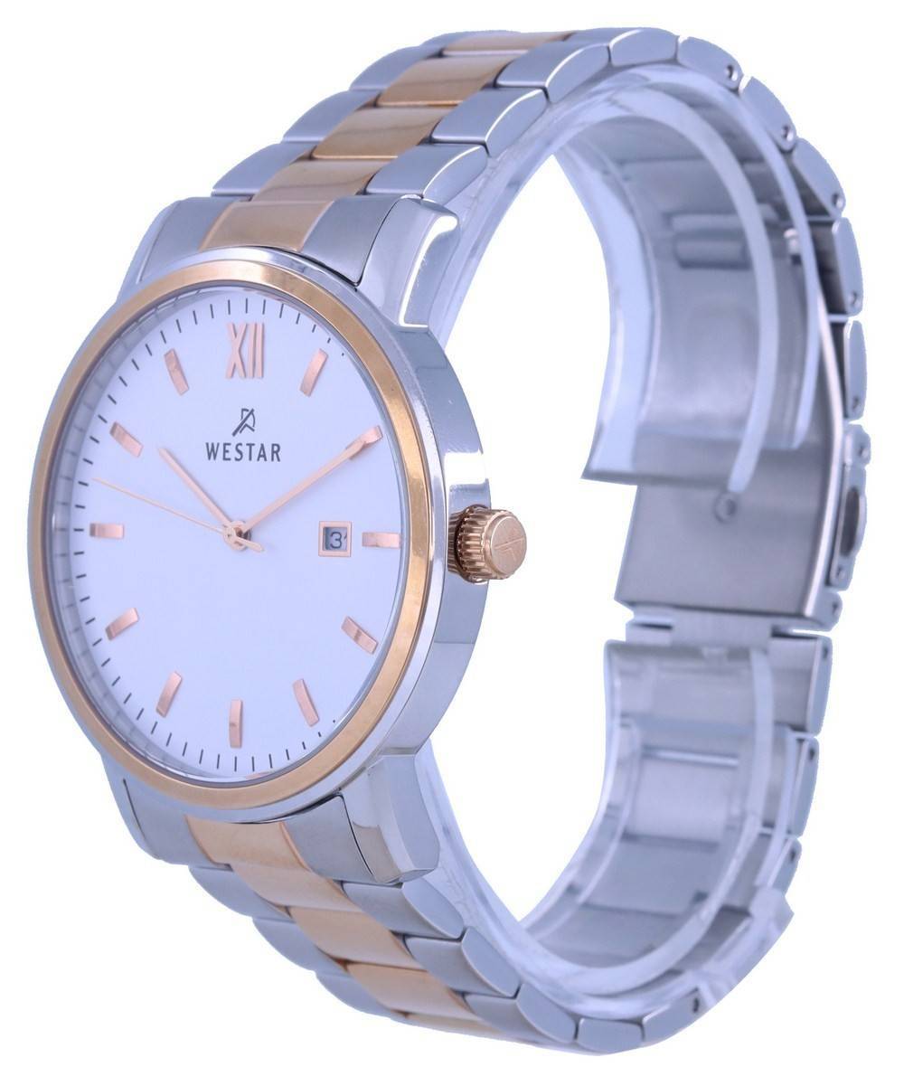 Westar White Dial Two Tone Stainless Steel Quartz 50245 SPN 601 Men's Watch - Prestige Stones