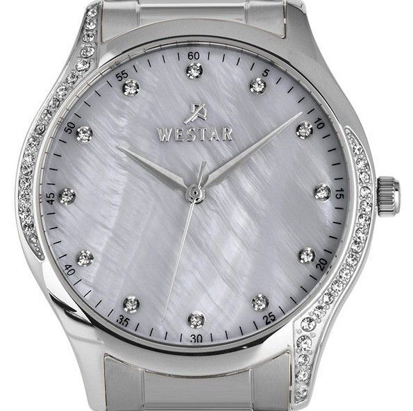 Westar Zing Crystal Accents Stainless Steel White Mother Of Pearl Dial Quartz 00127STN111 Women's Watch - Prestige Stones