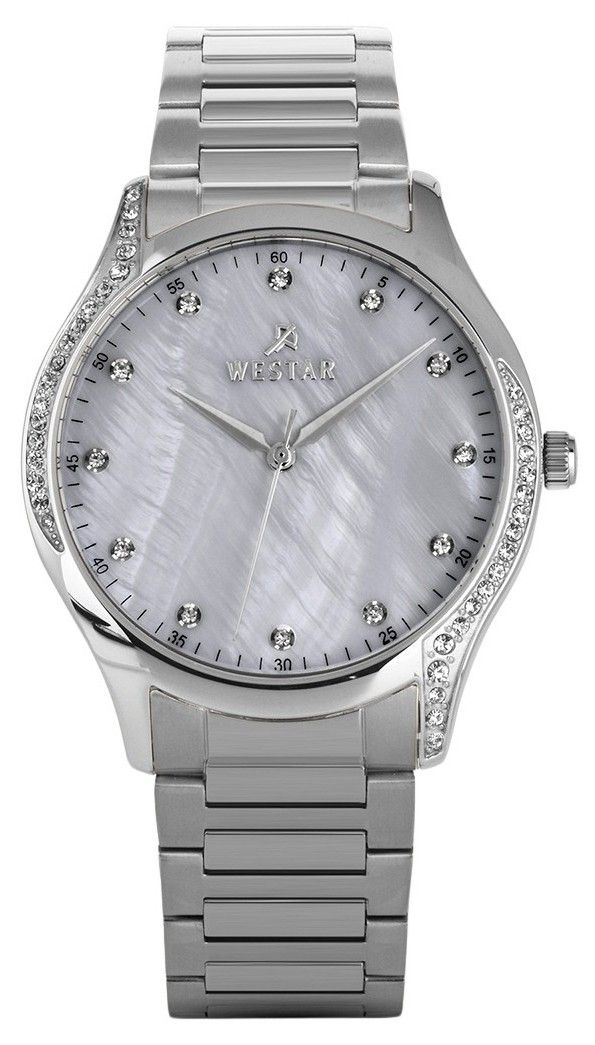 Westar Zing Crystal Accents Stainless Steel White Mother Of Pearl Dial Quartz 00127STN111 Women's Watch - Prestige Stones