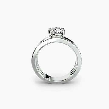 Wide Band Solitaire with Pavé Band - Prestige Stones