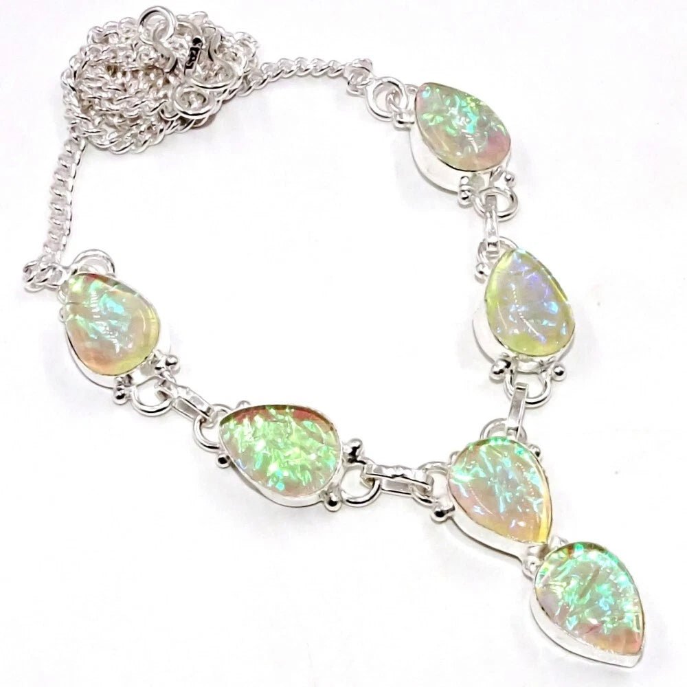 Handcrafted 925 sterling silver necklace with lab-created yellow Australian triplet opal gemstone