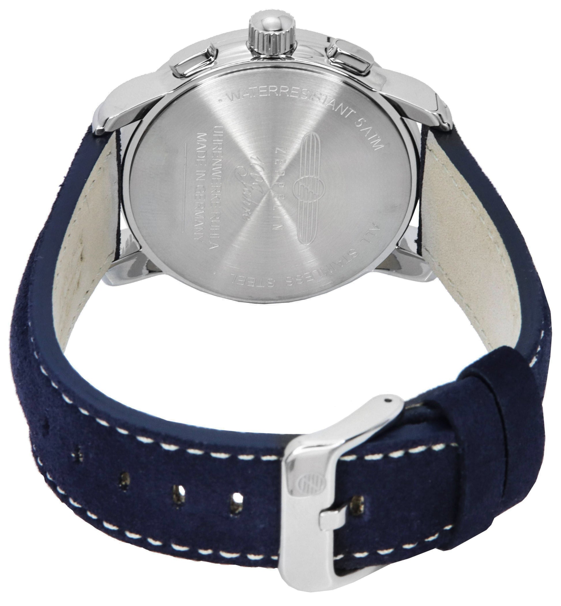 Zeppelin 100 Jahre Chronograph Leather Strap Ice Blue Dial Quartz 86704 Men's Watch - Prestige Stones