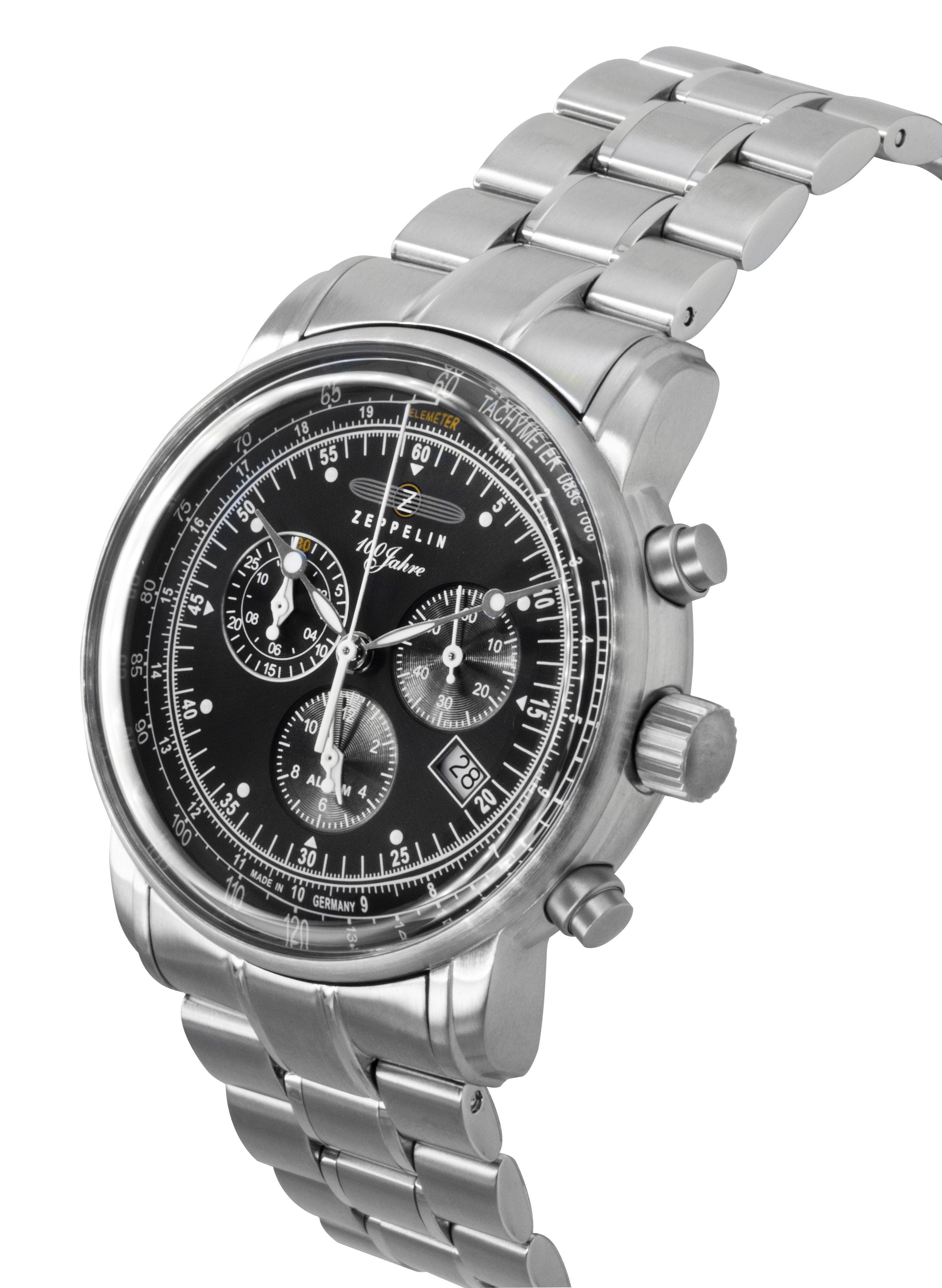 Zeppelin 100 Jahre Chronograph Stainless Steel Black Dial Quartz 7680MB2 Men's Watch - Prestige Stones