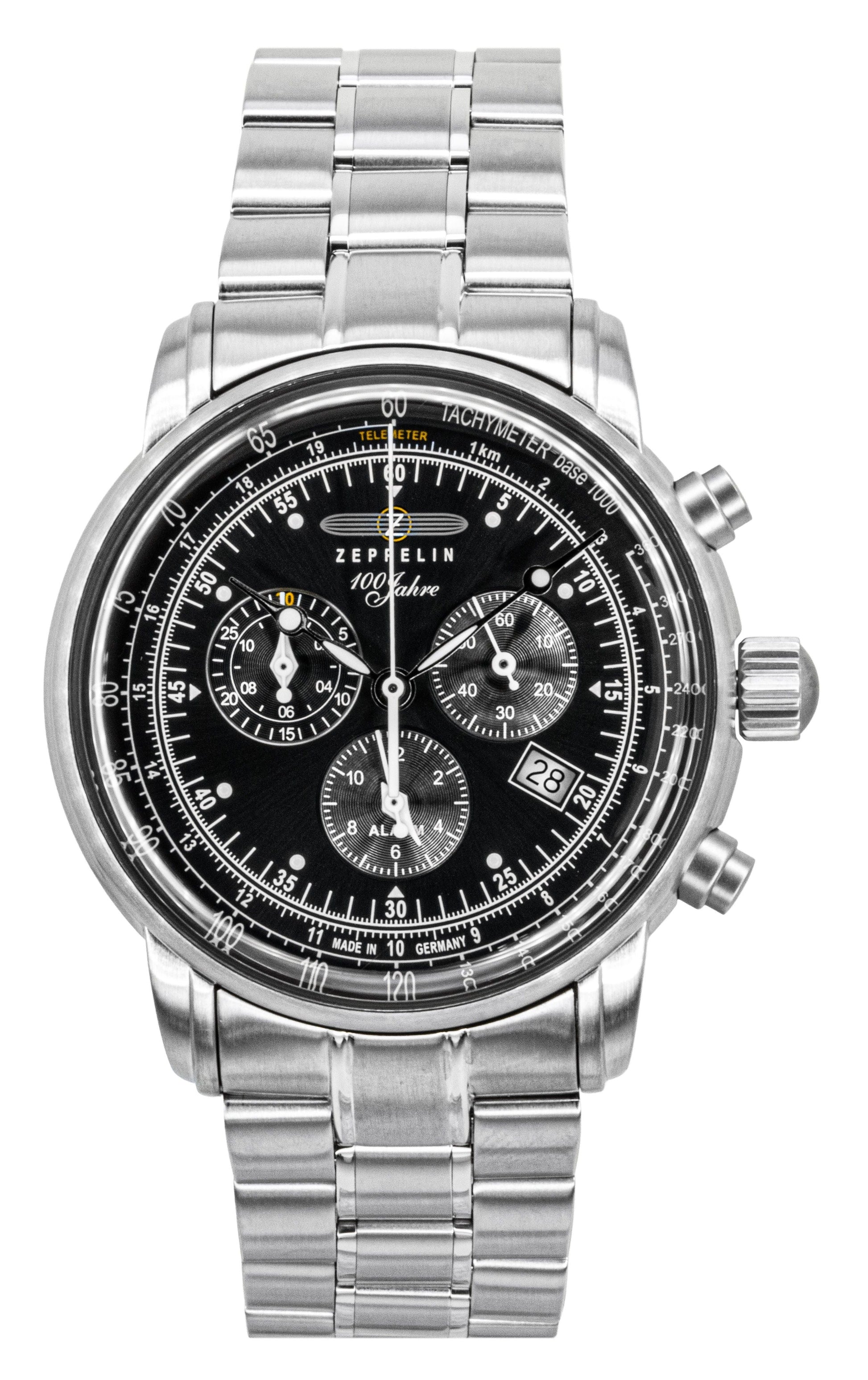 Zeppelin 100 Jahre Chronograph Stainless Steel Black Dial Quartz 7680MB2 Men's Watch - Prestige Stones